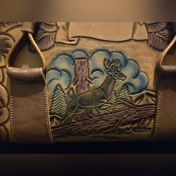 Rare Vintage Hand Crafted Leather Sholder Bag - Picture 4 of 7